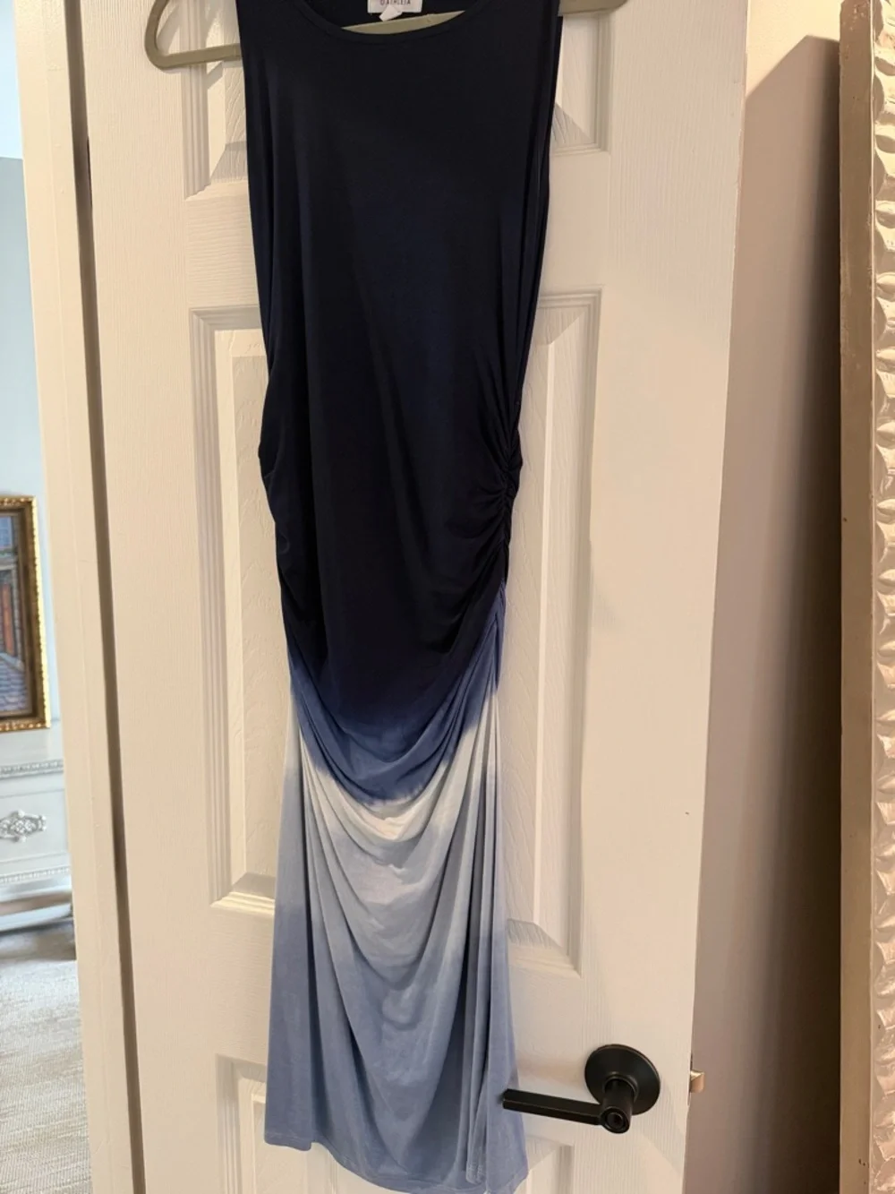 Athleta Sunkissed Midi Dress Ombre Ruched dress in Navy and Light Blue - Picture 2 of 7